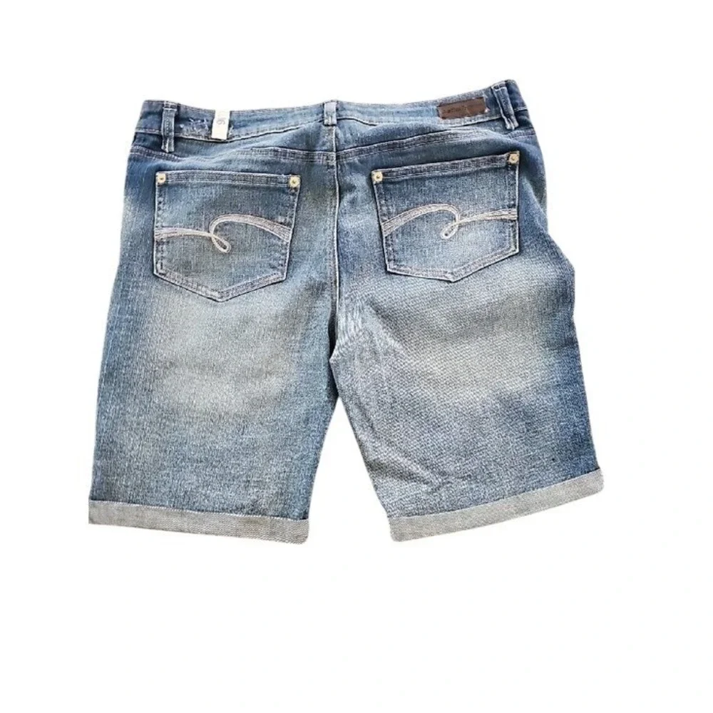 Justice Girls Simply Low Bermuda Denim Shorts Bundle 2 Pairs Blue Size 16.5 Plus